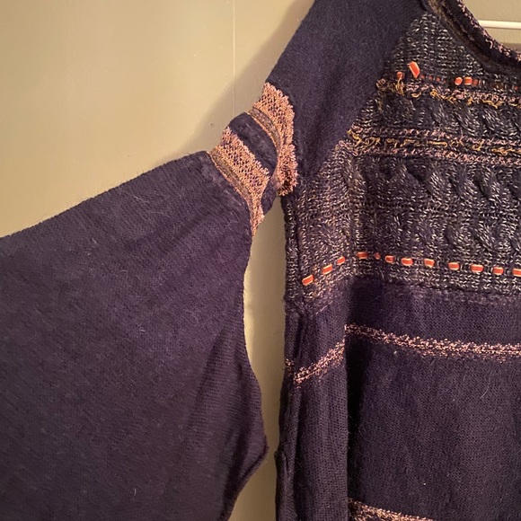 Free People Craft Time Knit Bell Sleeve Sweater S - Picture 2 of 4